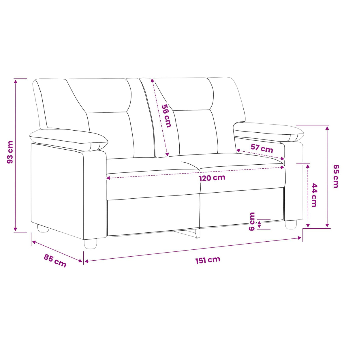 vidaXL Sofa Czarny 151 x 85 x 93 cm Ekoskóra