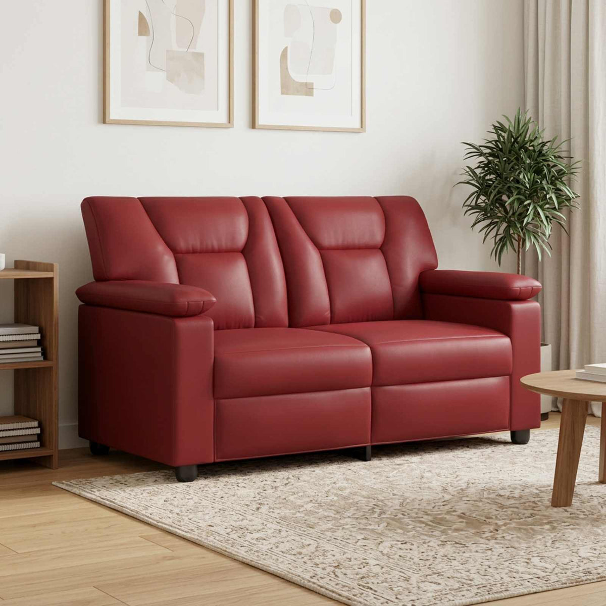 vidaXL Sofa Czerwone wino 151 x 85 x 93 cm Ekoskóra