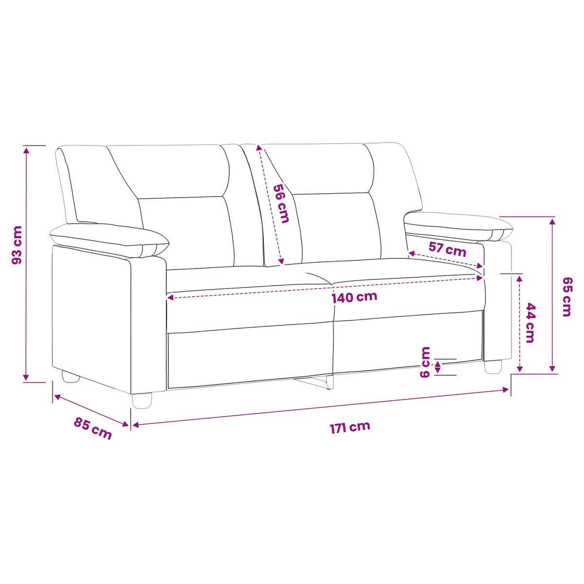 vidaXL Sofa Szary 171 x 85 x 93 cm Ekoskóra
