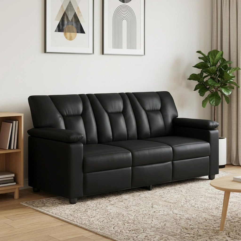 vidaXL Sofa Czarny 191 x 85 x 93 cm Ekoskóra