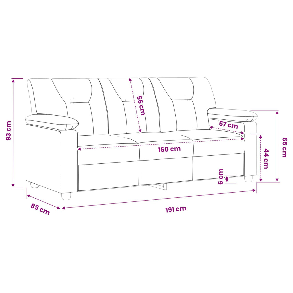 vidaXL Sofa Czarny 191 x 85 x 93 cm Ekoskóra