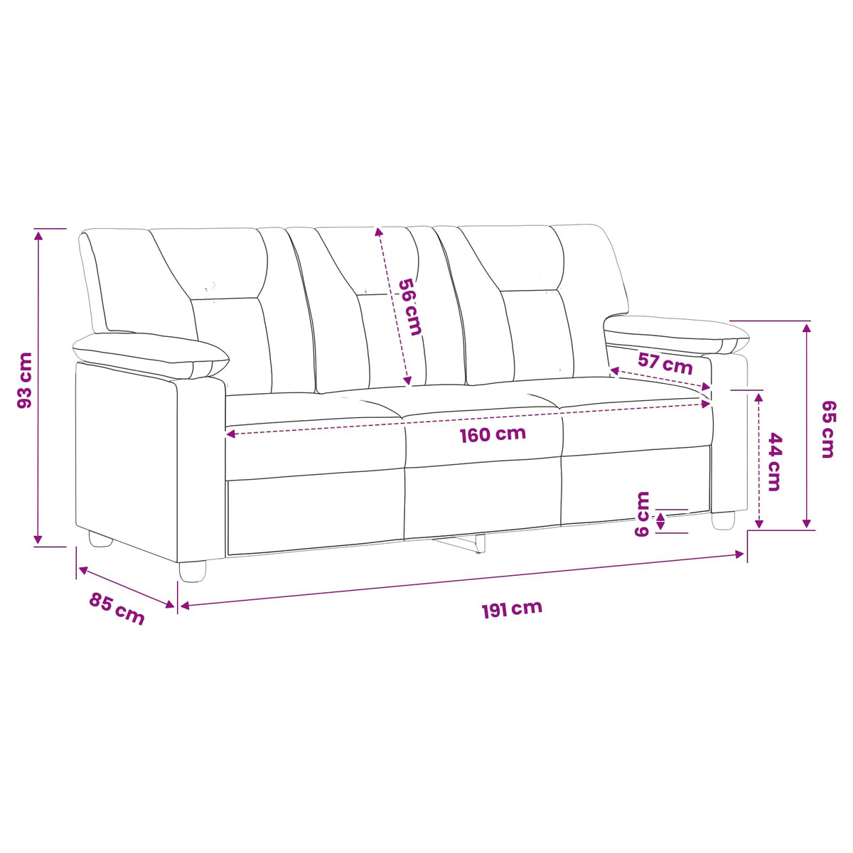 vidaXL Sofa Szary 191 x 85 x 93 cm Ekoskóra