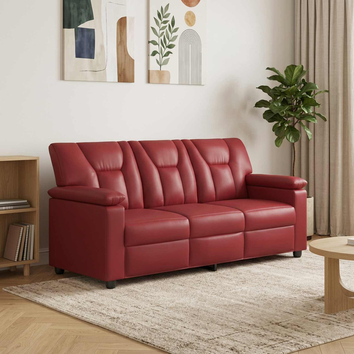 vidaXL Sofa Czerwone wino 191 x 85 x 93 cm Ekoskóra