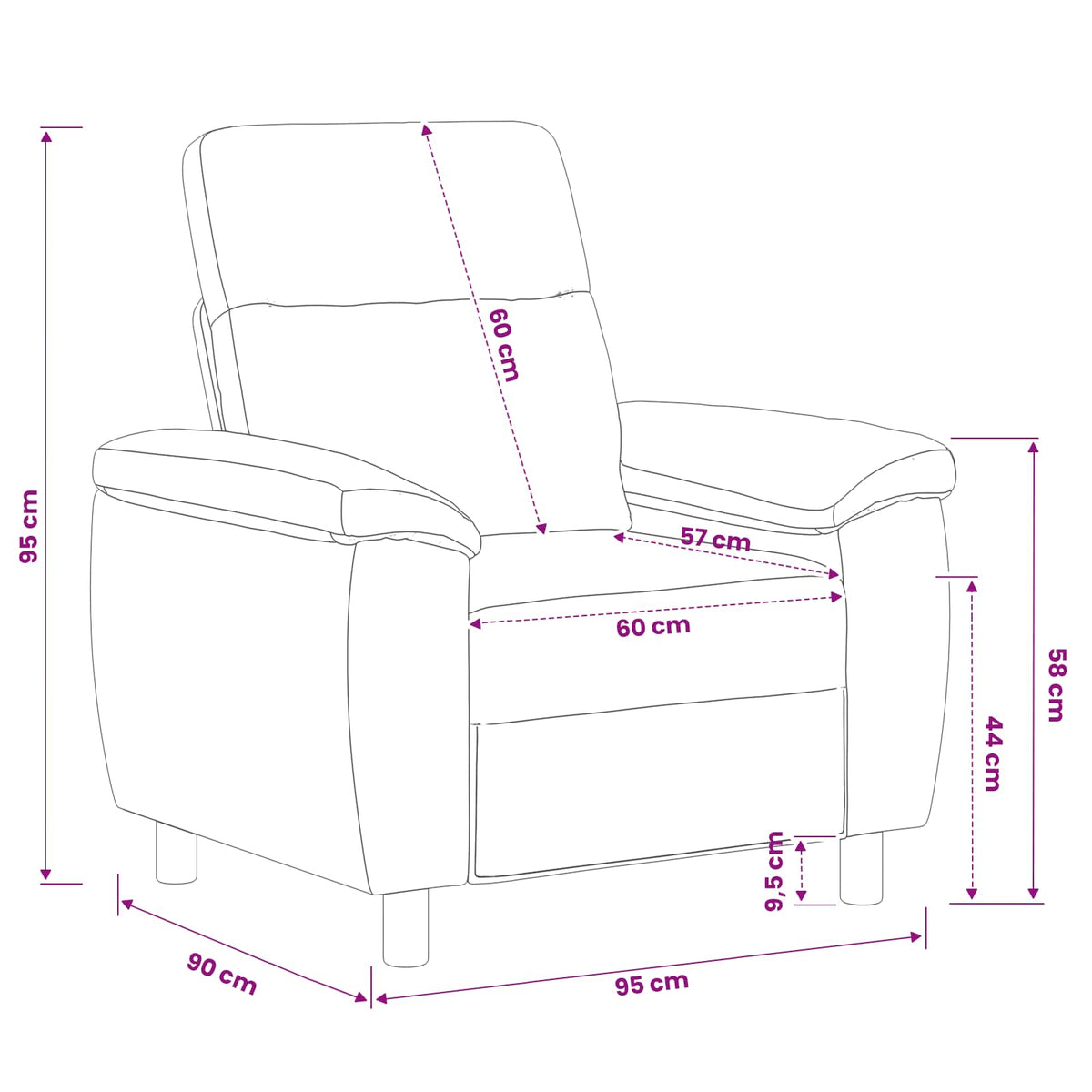 vidaXL Sofa Czarny 95 x 90 x 95 cm tkanina