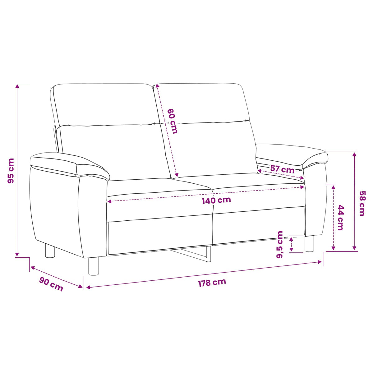 vidaXL Sofa ciemnoszary 178 x 90 x 95 cm tkanina