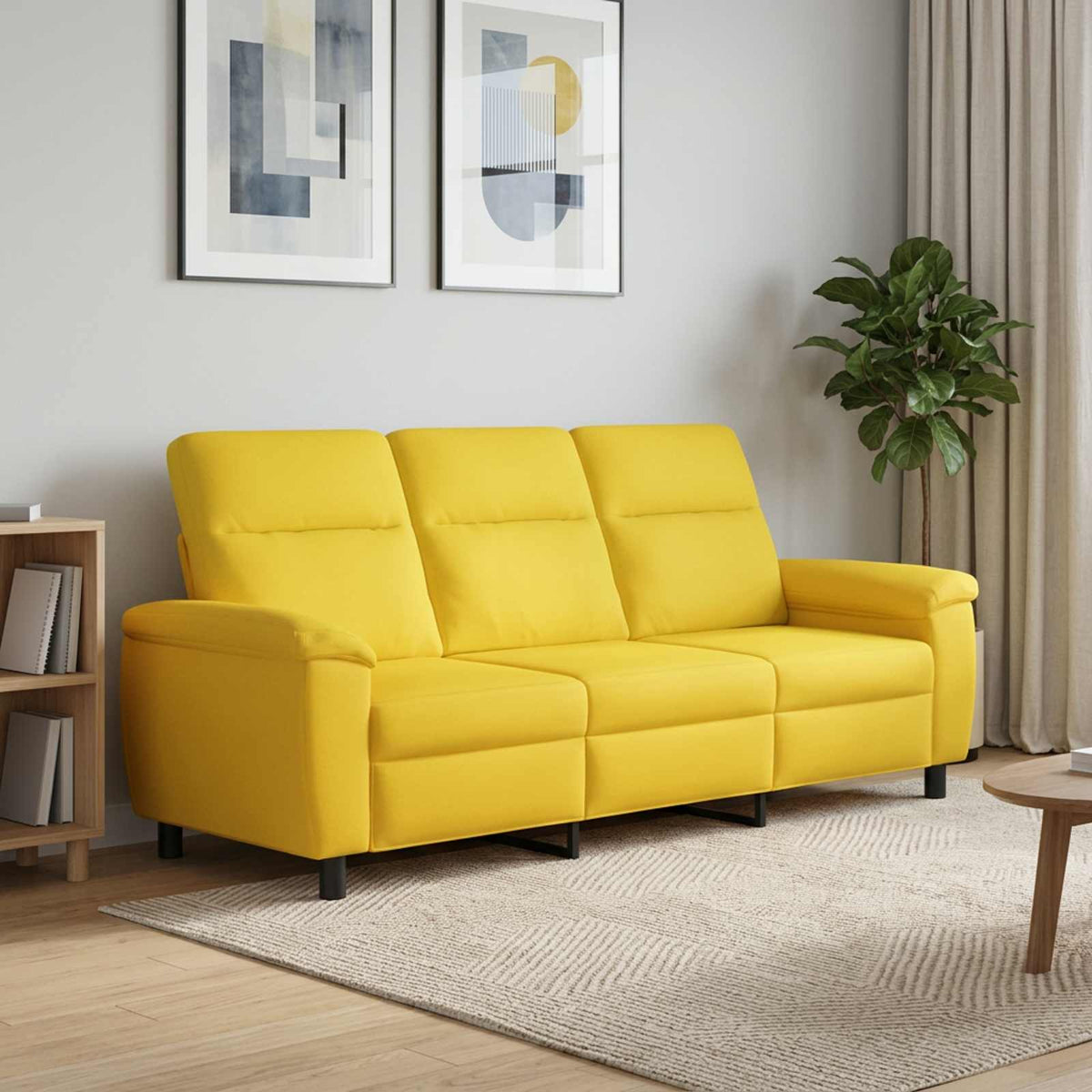 vidaXL Sofa Jasnożółty 214 x 90 x 95 cm tkanina