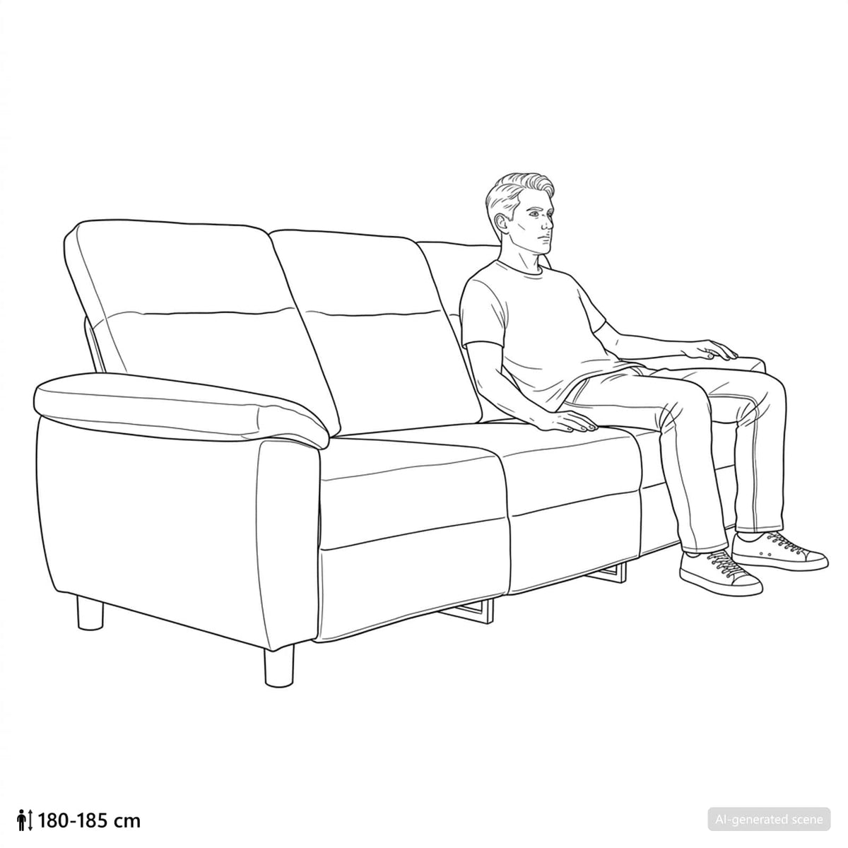 vidaXL Sofa Niebieski dżins 214 x 90 x 95 cm tkanina