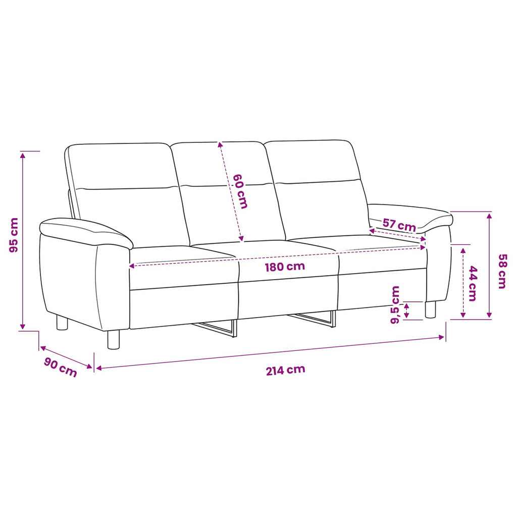 vidaXL Sofa Jasnozielony 214 x 90 x 95 cm tkanina
