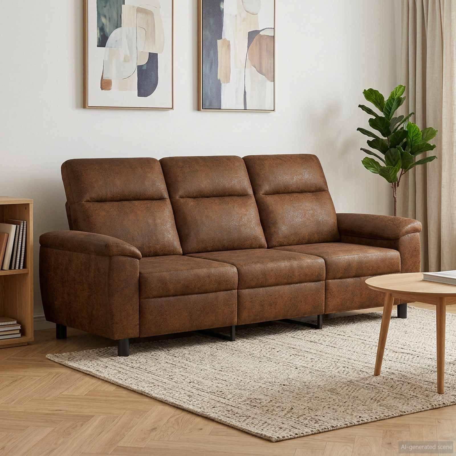 vidaXL Sofa brązowy 214 x 90 x 95 cm Skóra zamszowa