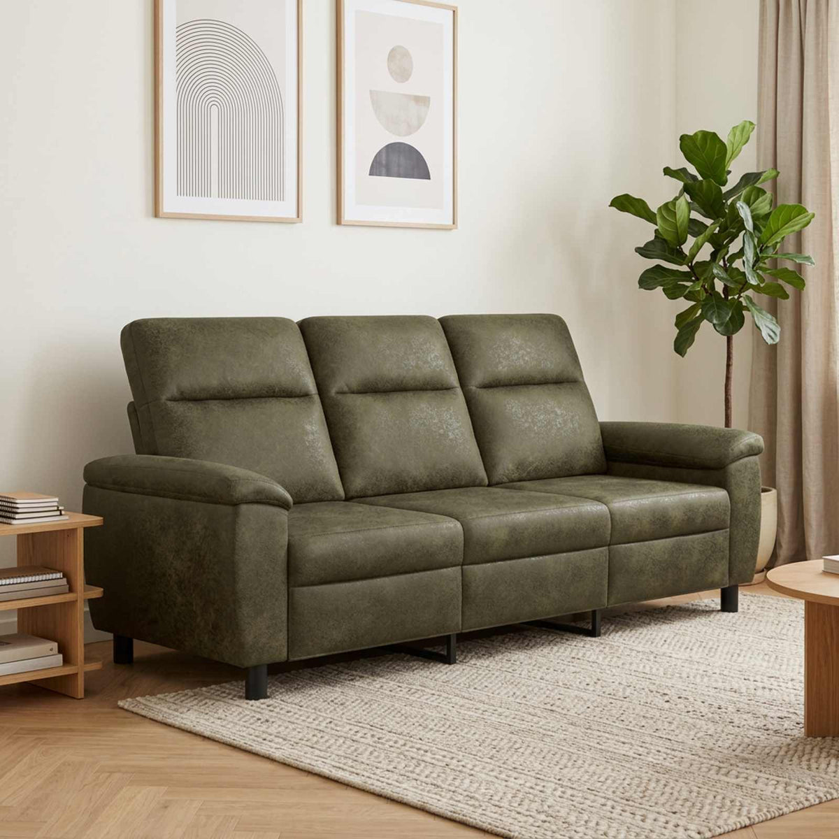vidaXL Sofa Zielony wojskowy 214 x 90 x 95 cm Skóra zamszowa