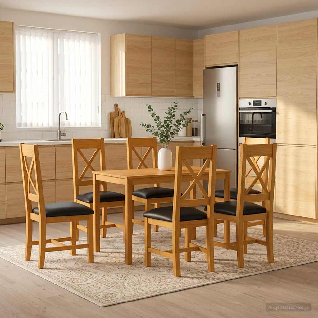 vidaXL Zestaw do jadalni 7 szt. Czarny Dąb lite