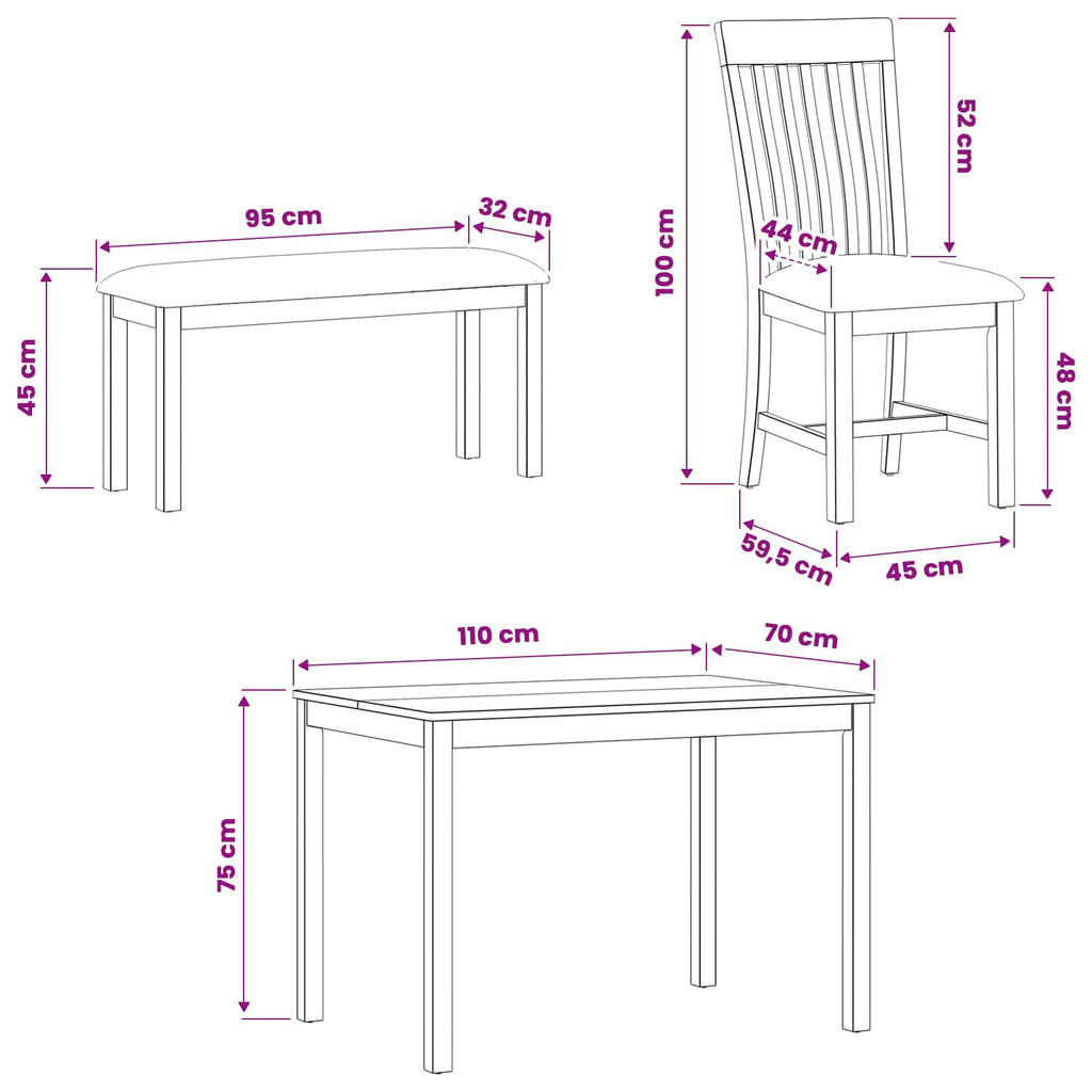 vidaXL Zestaw do jadalni 4 szt. Czarny Dąb lite