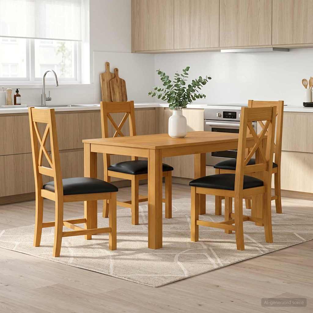 vidaXL Zestaw do jadalni 5 szt. Czarny Dąb lite