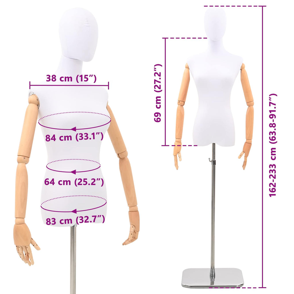 vidaXL Regulowany manekin 162-233 cm z głową i podstawą Kobieta PP