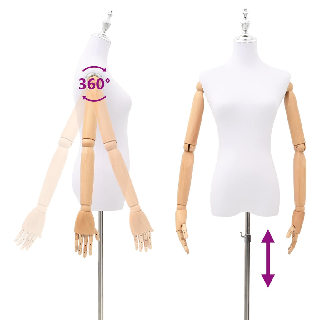 vidaXL Regulowany manekin 156-226 cm z podstawą Kobieta PP Biały