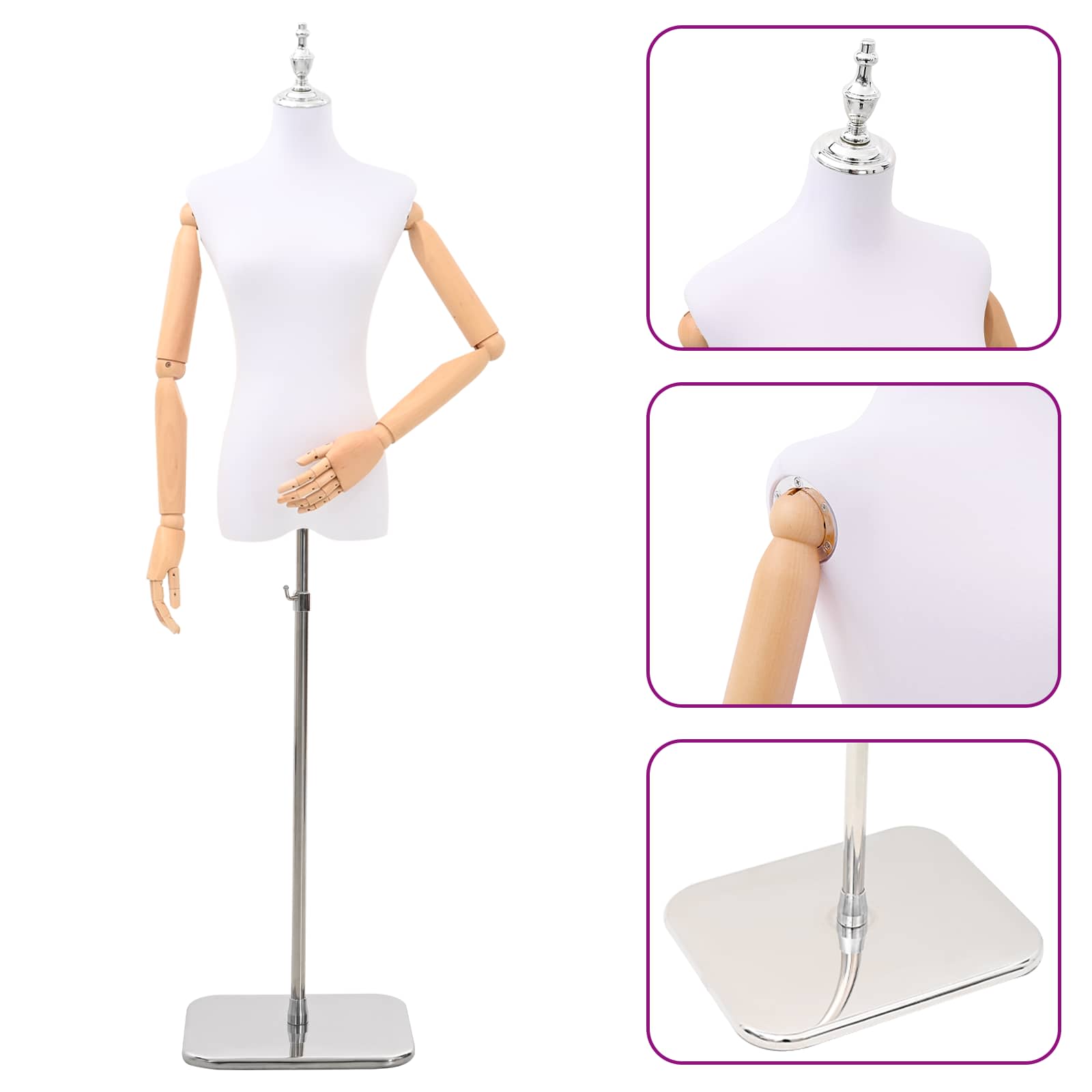 vidaXL Regulowany manekin 156-226 cm z podstawą Kobieta PP Biały