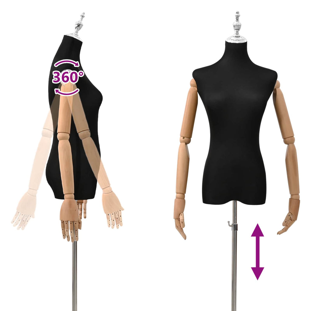 vidaXL Regulowany manekin 156-226 cm z podstawą Kobieta PP Czarny