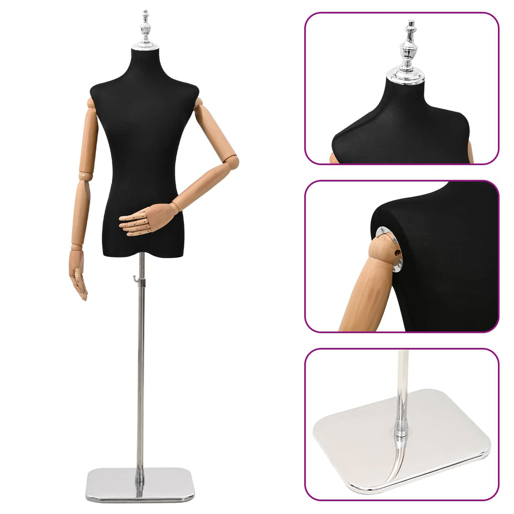 vidaXL Regulowany manekin 156-226 cm z podstawą Kobieta PP Czarny