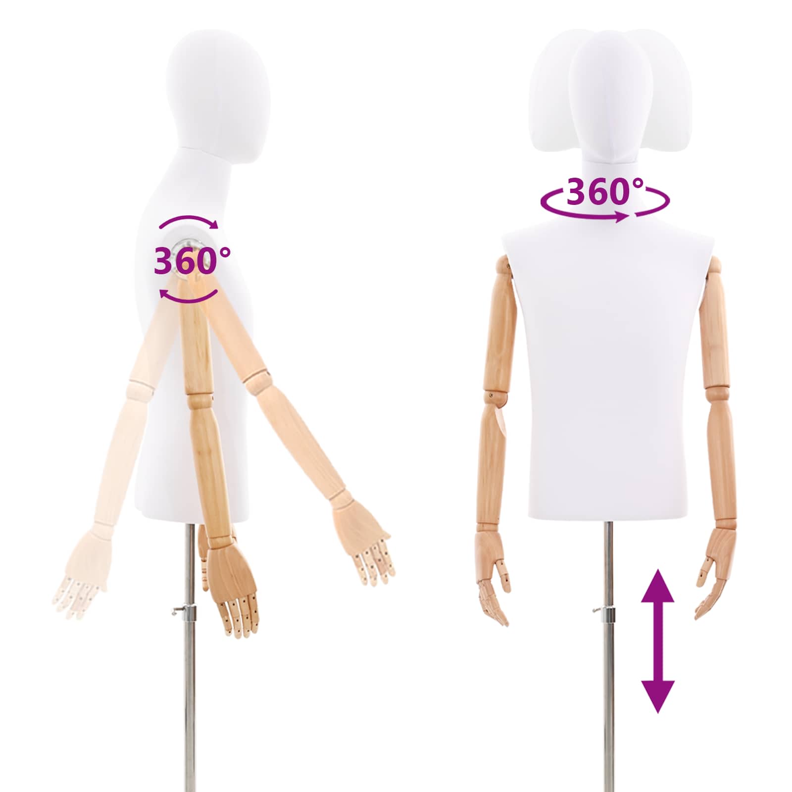 vidaXL Regulowany manekin 170-242 cm z głową i podstawą Mężczyzna PP