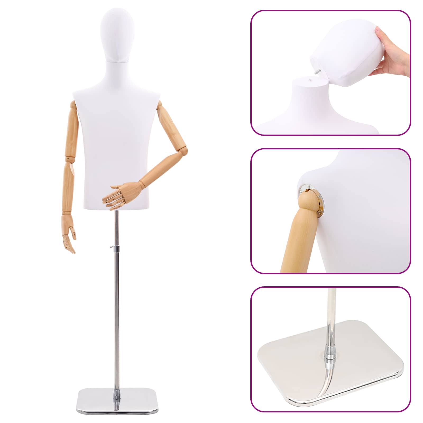 vidaXL Regulowany manekin 170-242 cm z głową i podstawą Mężczyzna PP