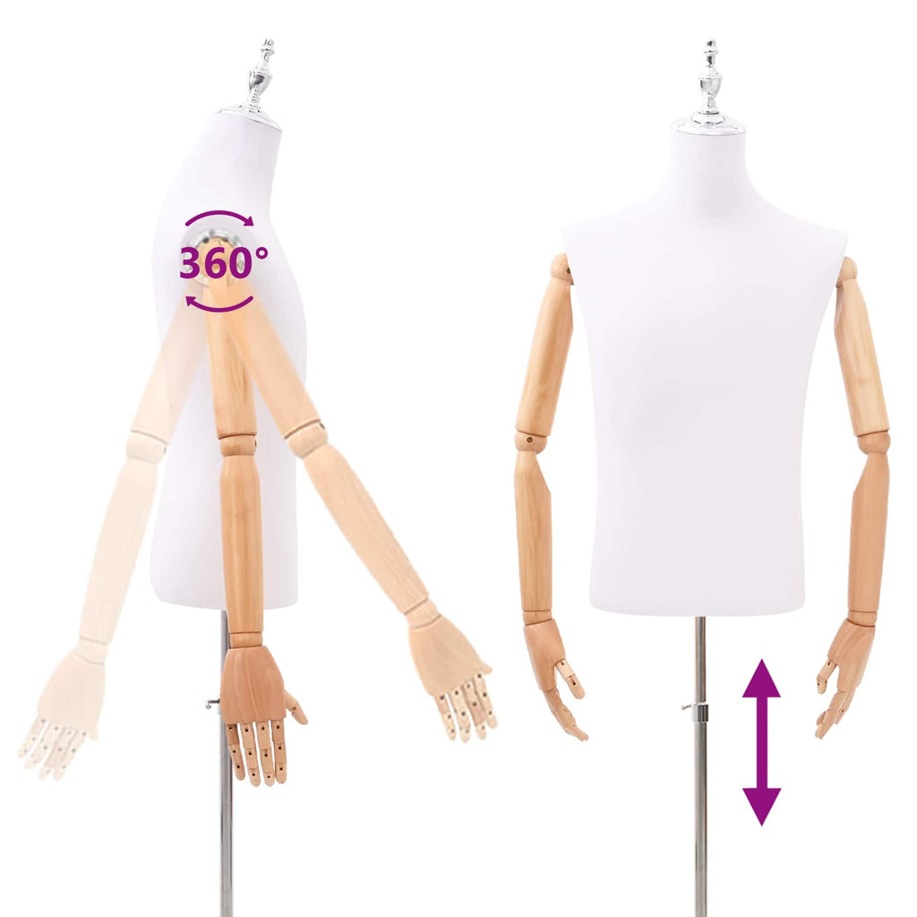 vidaXL Regulowana manekin 160-232 cm z podstawą Mężczyzna PP Biały