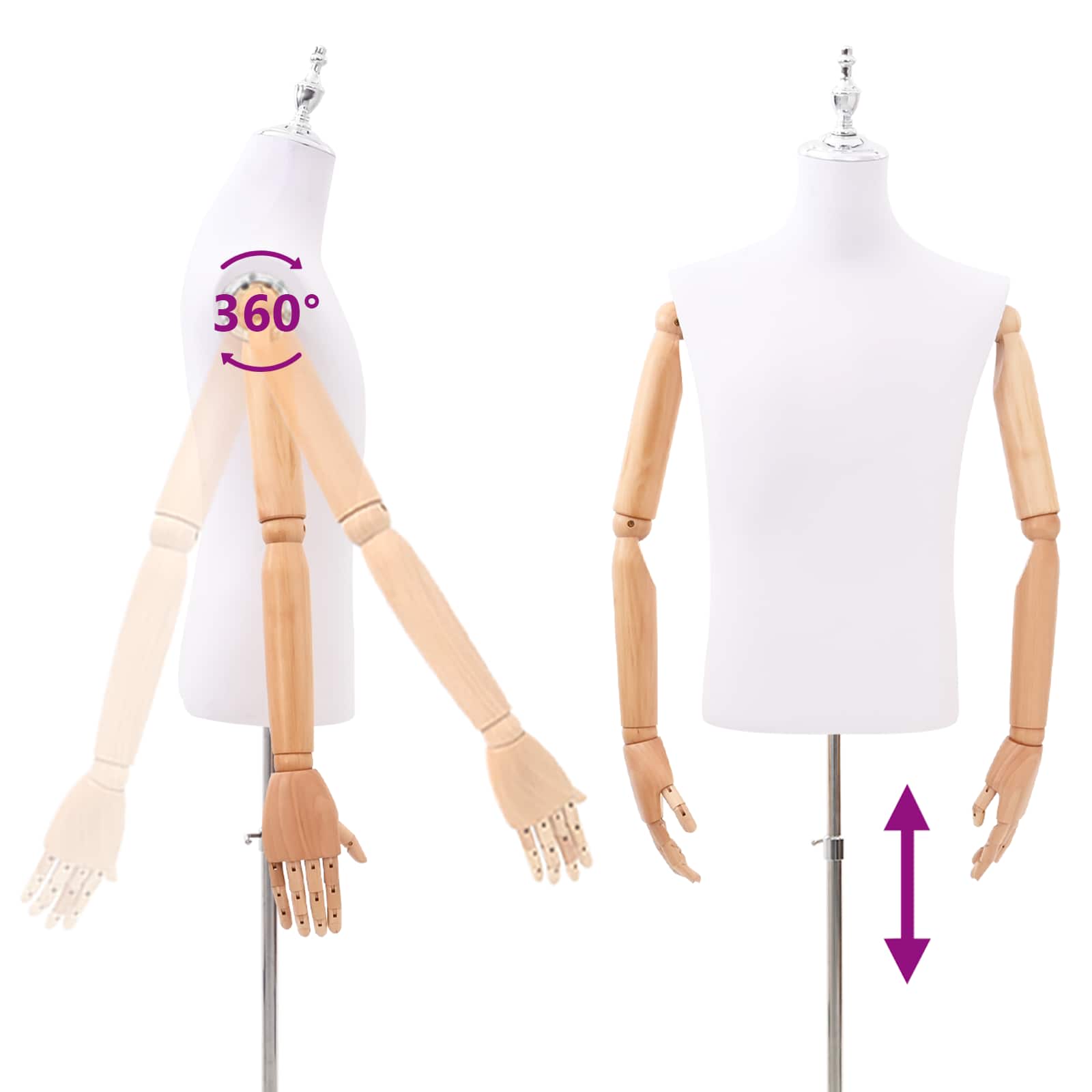 vidaXL Regulowana manekin 160-232 cm z podstawą Mężczyzna PP Biały