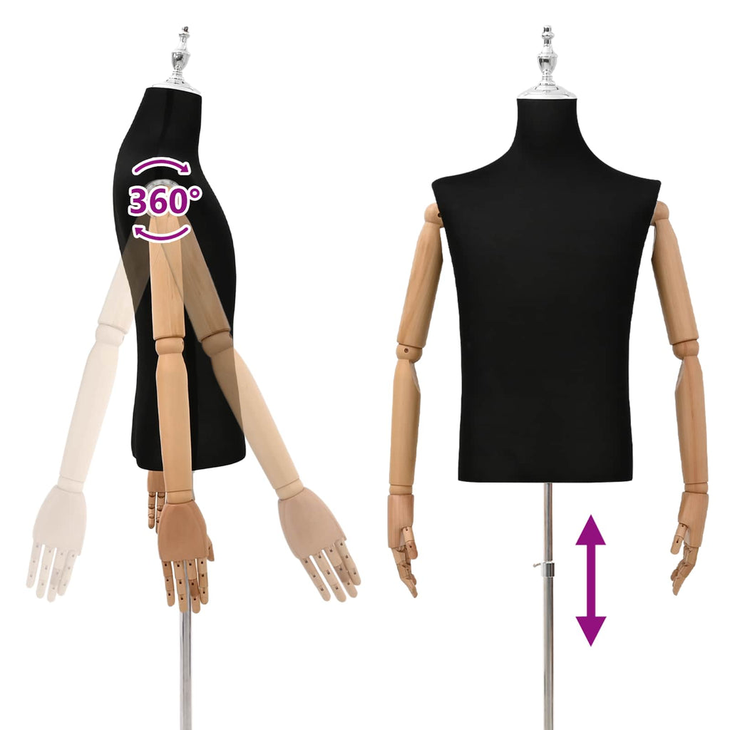 vidaXL Regulowana manekin 160-232 cm z podstawą Mężczyzna PP Czarny