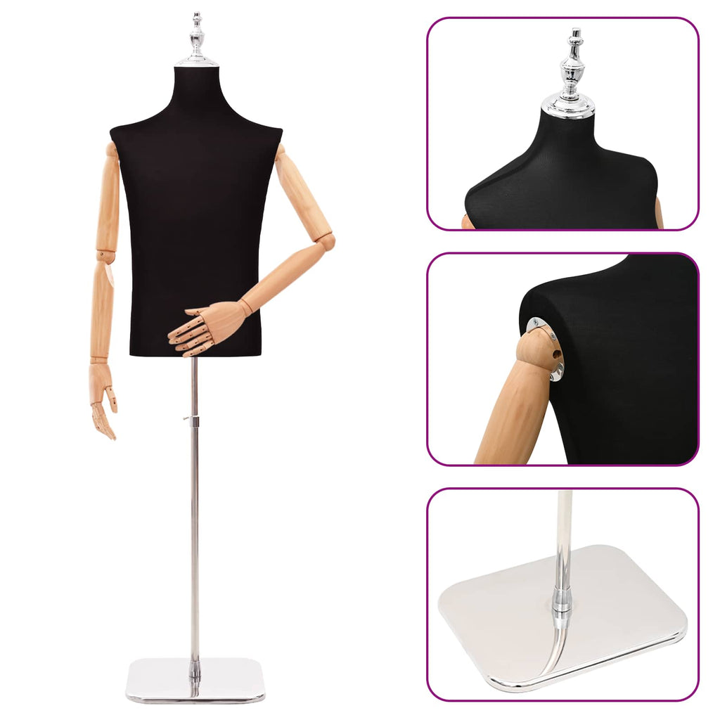 vidaXL Regulowana manekin 160-232 cm z podstawą Mężczyzna PP Czarny
