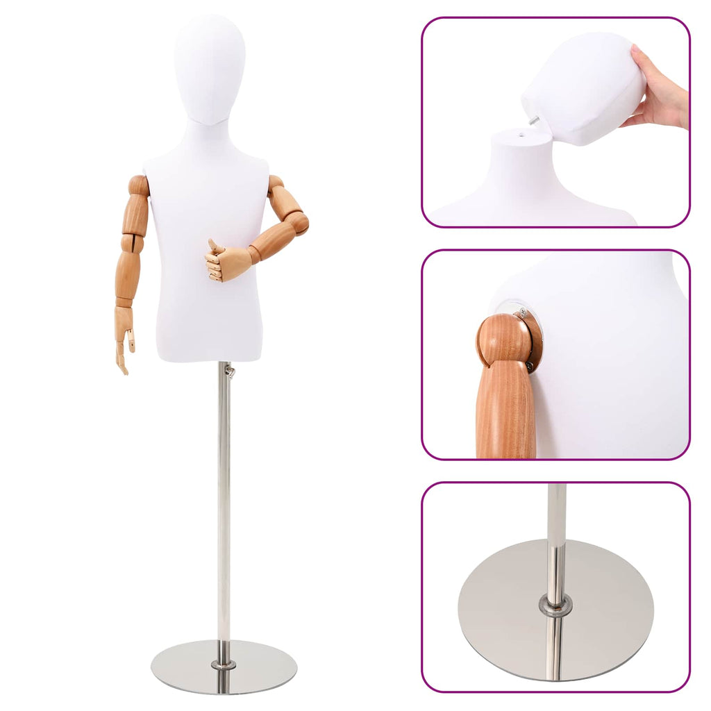 vidaXL Regulowany manekin 120-150 cm z podstawą Dla obu płci PP Biały