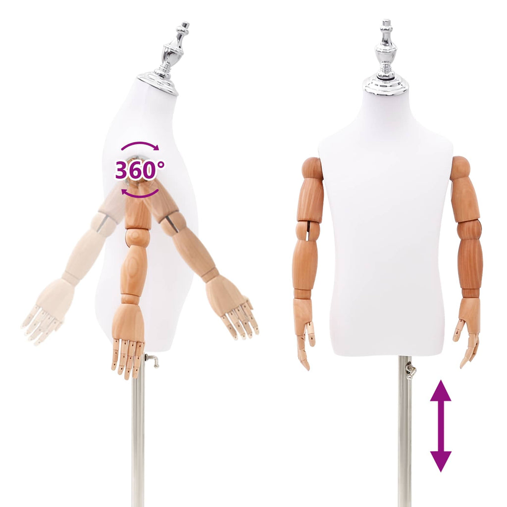 vidaXL Regulowany manekin 120-150 cm z podstawą Dla obu płci PP Biały