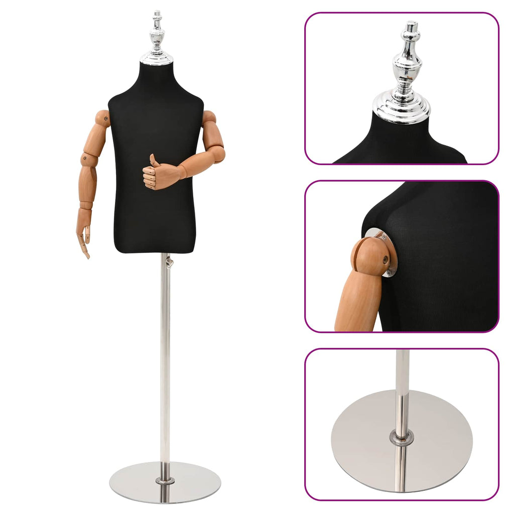 vidaXL Regulowany manekin 120-150 cm z podstawą Dla obu płci PP Czarny