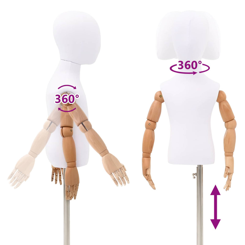 vidaXL Regulowany manekin 120-157 cm z podstawą Dla obu płci PP Biały