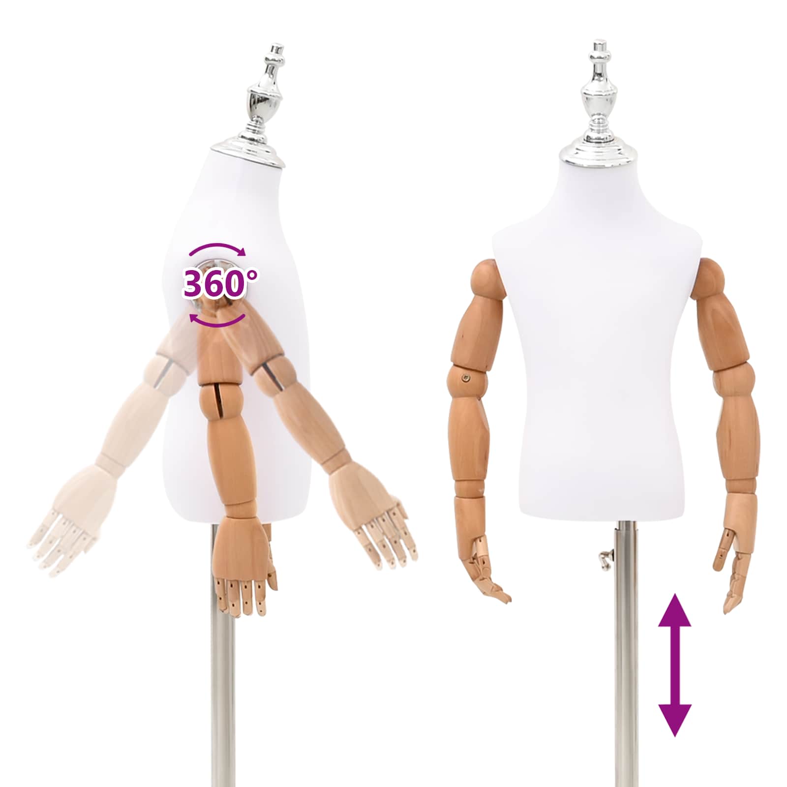 vidaXL Regulowany manekin 120-157 cm z podstawą Dla obu płci PP Biały