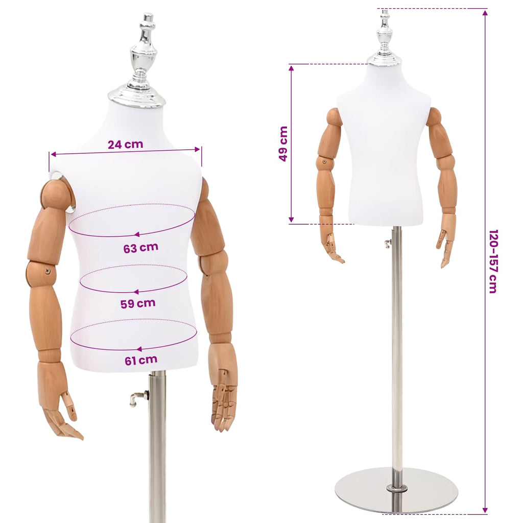vidaXL Regulowany manekin 120-157 cm z podstawą Dla obu płci PP Biały