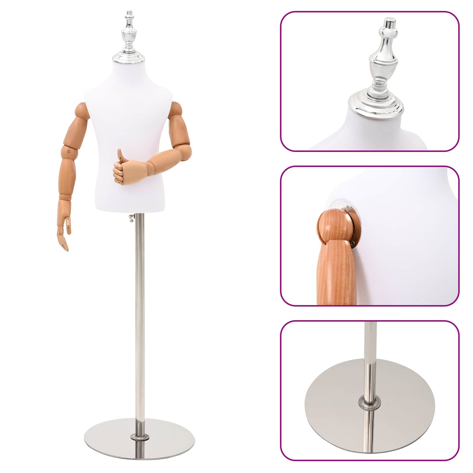vidaXL Regulowany manekin 120-157 cm z podstawą Dla obu płci PP Biały
