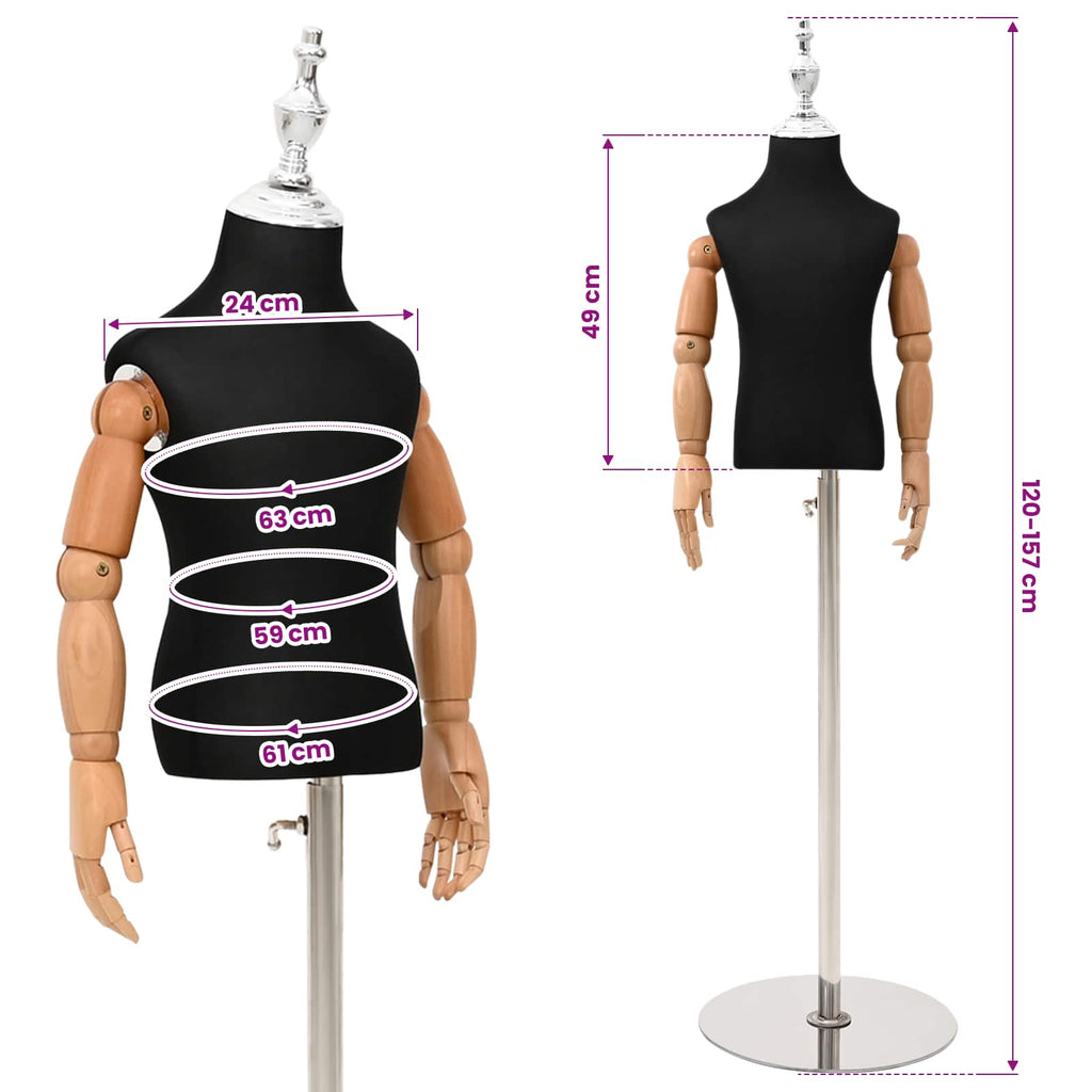vidaXL Regulowany manekin 120-157 cm z podstawą Dla obu płci PP Czarny