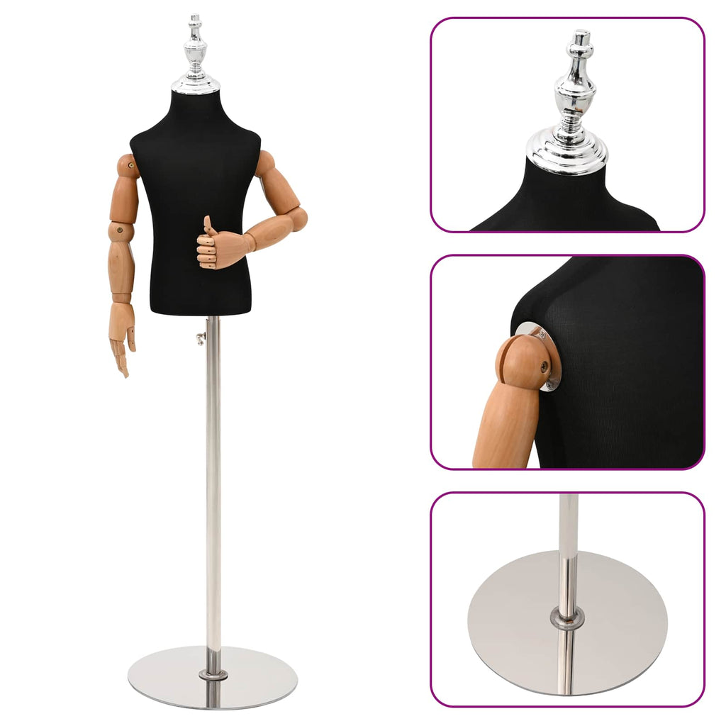 vidaXL Regulowany manekin 120-157 cm z podstawą Dla obu płci PP Czarny