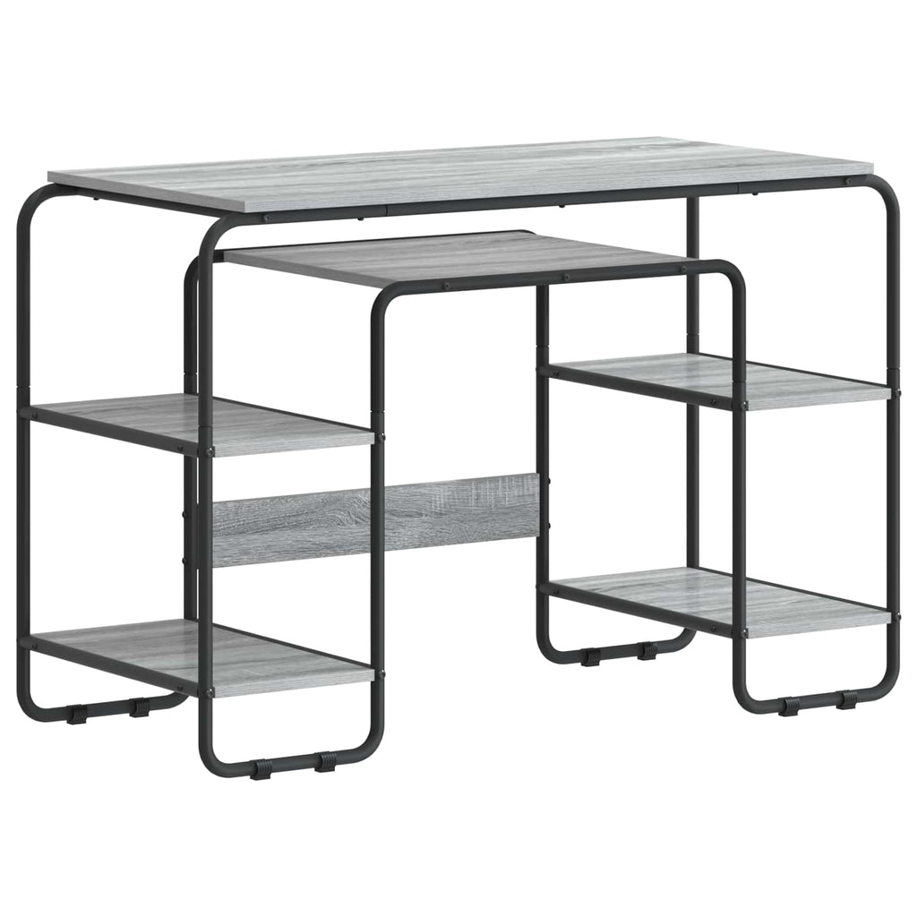 vidaXL Biurko z przechowalnią Szary Sonoma 113.5 x 52 x 75.5 cm