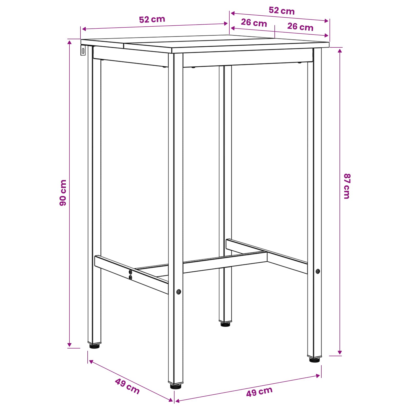 vidaXL Stół barowy 52 x 52 x 90 cm Drewno inżynieryjne Czarny dąb