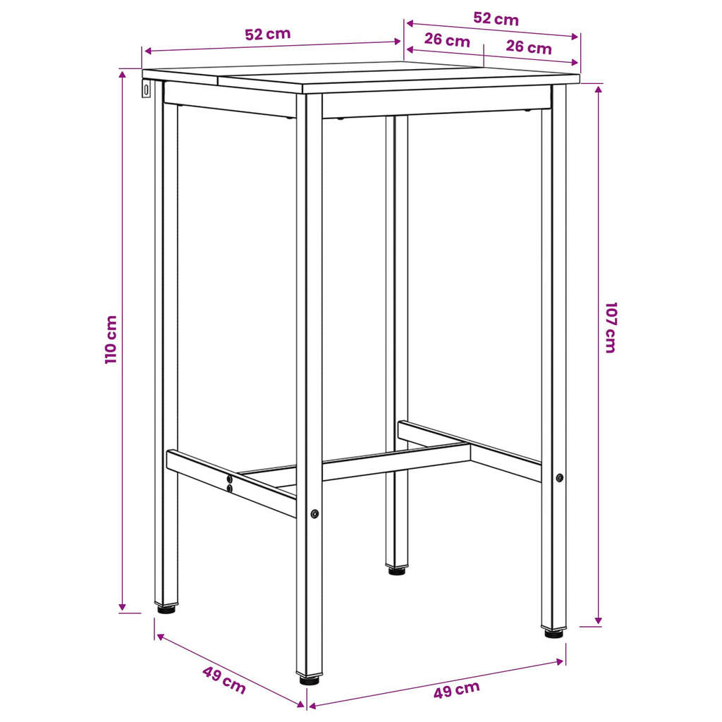 vidaXL Stół barowy 52 x 52 x 110 cm Drewno inżynieryjne Czarny dąb