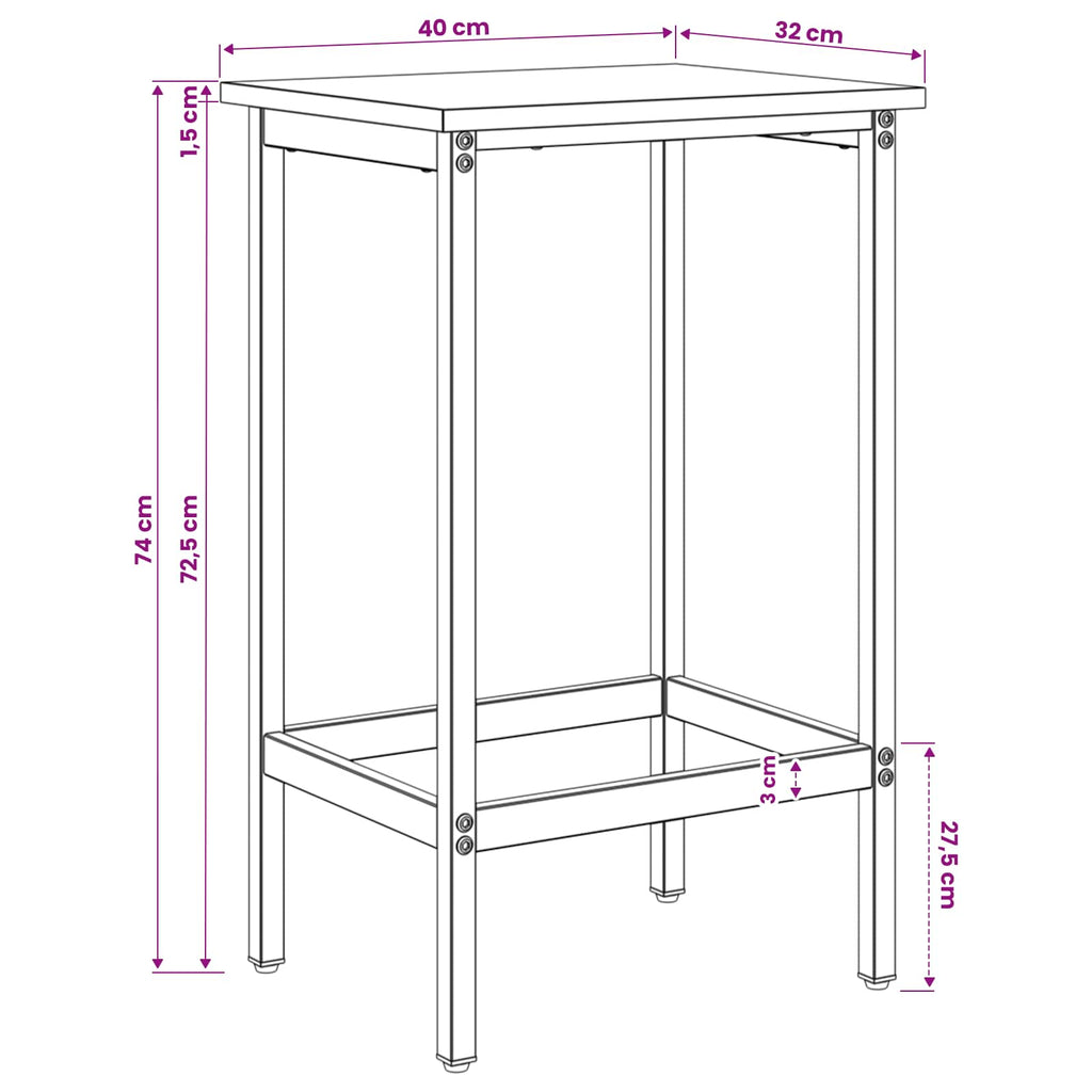 vidaXL Stołek barowy 2 szt. Czarny dąb 40 x 32 x 74 cm