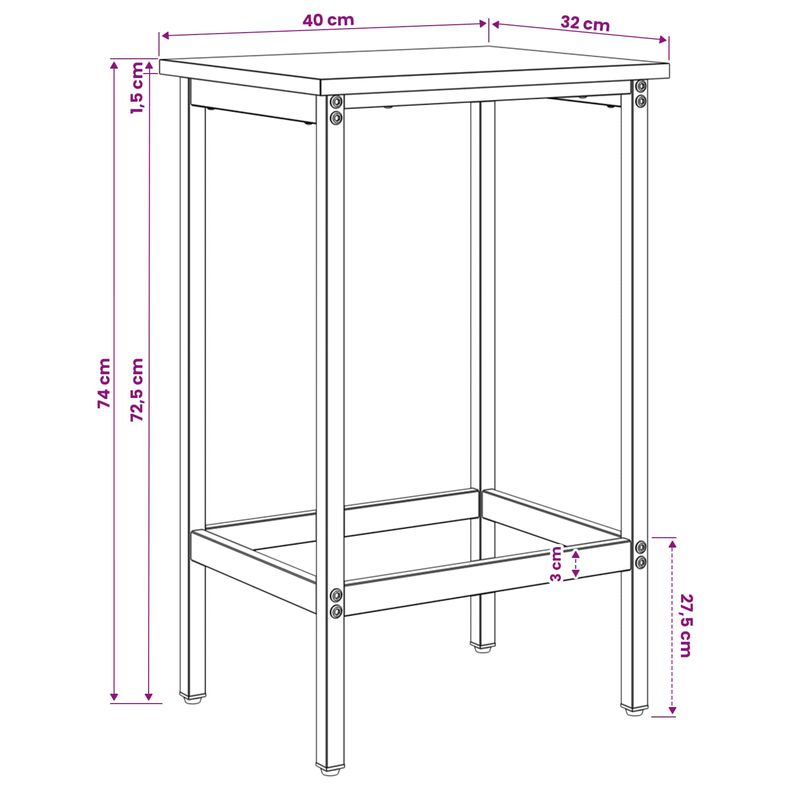 vidaXL Stołek barowy 2 szt. Stare drewno 40 x 32 x 74 cm