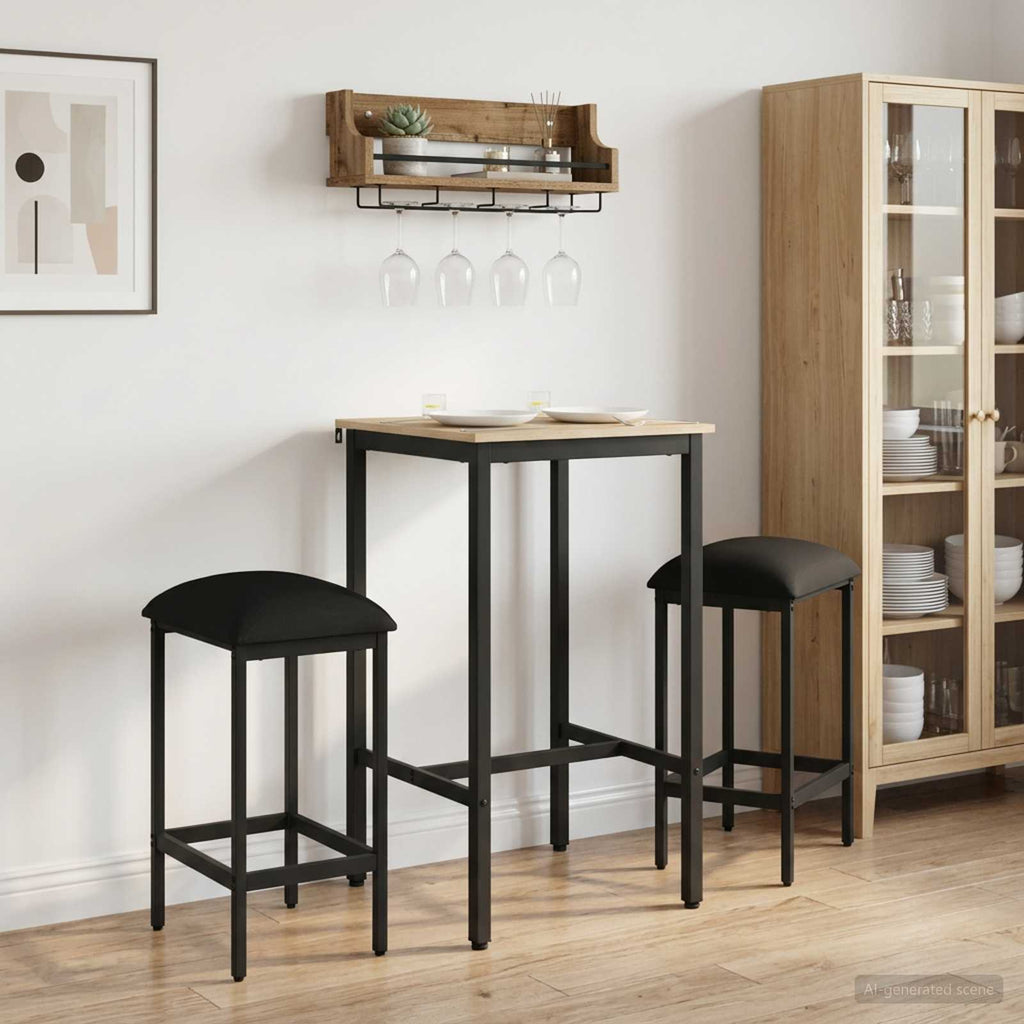 vidaXL Stołek barowy 2 szt. Czarny 40 x 32 x 74 cm Drewno inżynieryjne