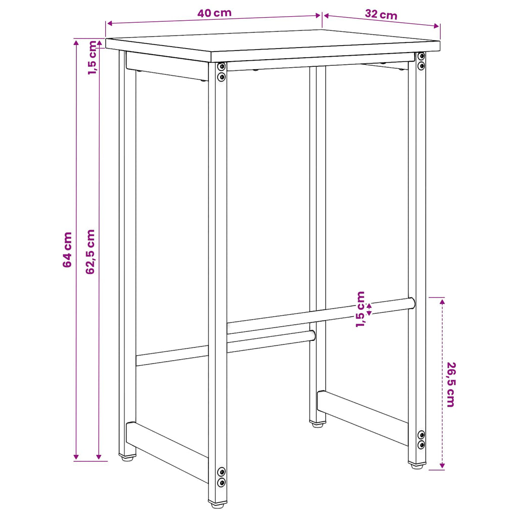 vidaXL Stołek barowy 2 szt. Czarny dąb 40 x 32 x 64 cm