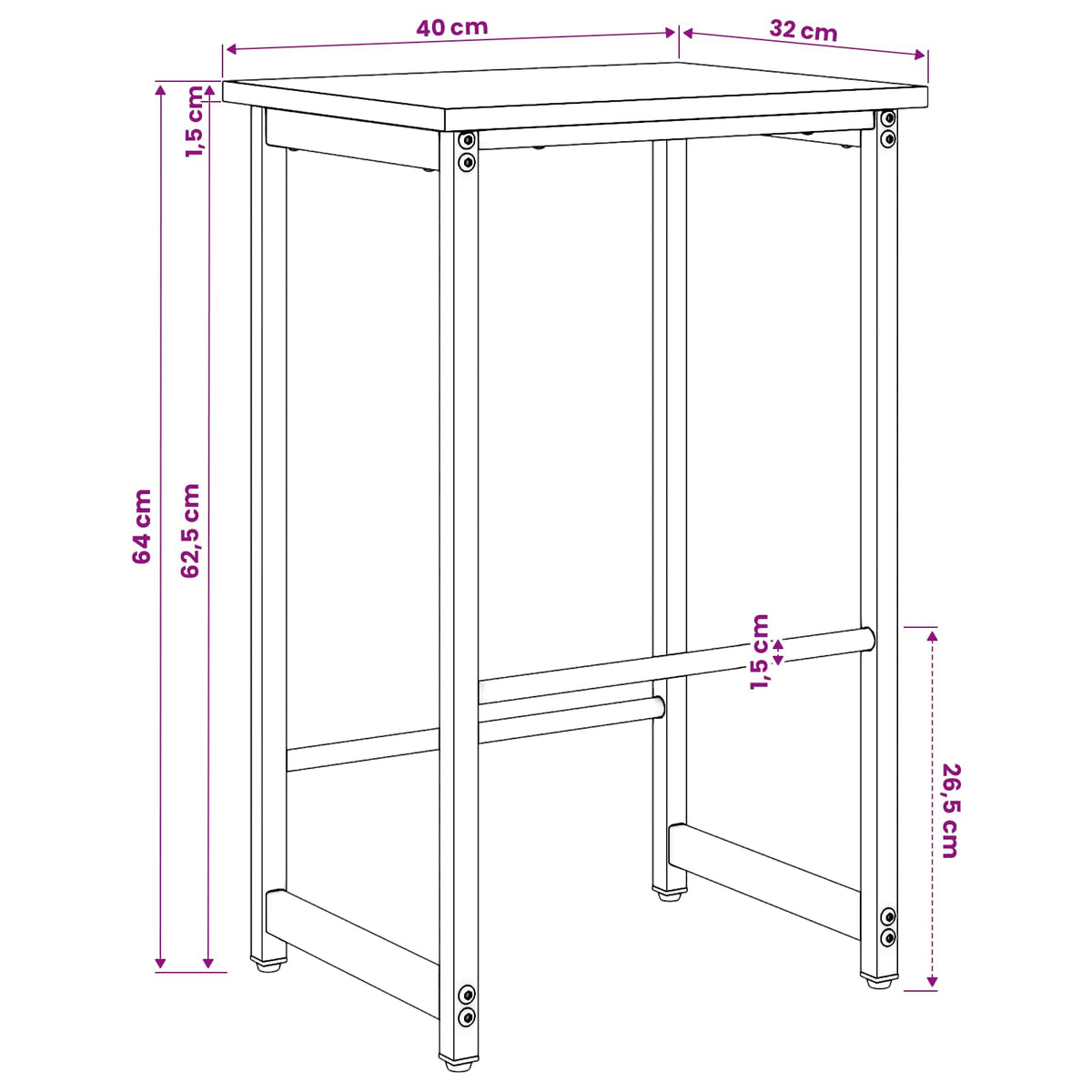 vidaXL Stołek barowy 2 szt. Czarny dąb 40 x 32 x 64 cm