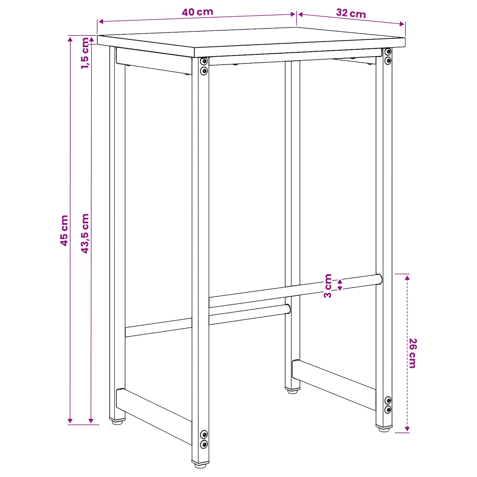 vidaXL Stołek barowy dąb Sonoma 40 x 32 x 64 cm Drewno inżynieryjne