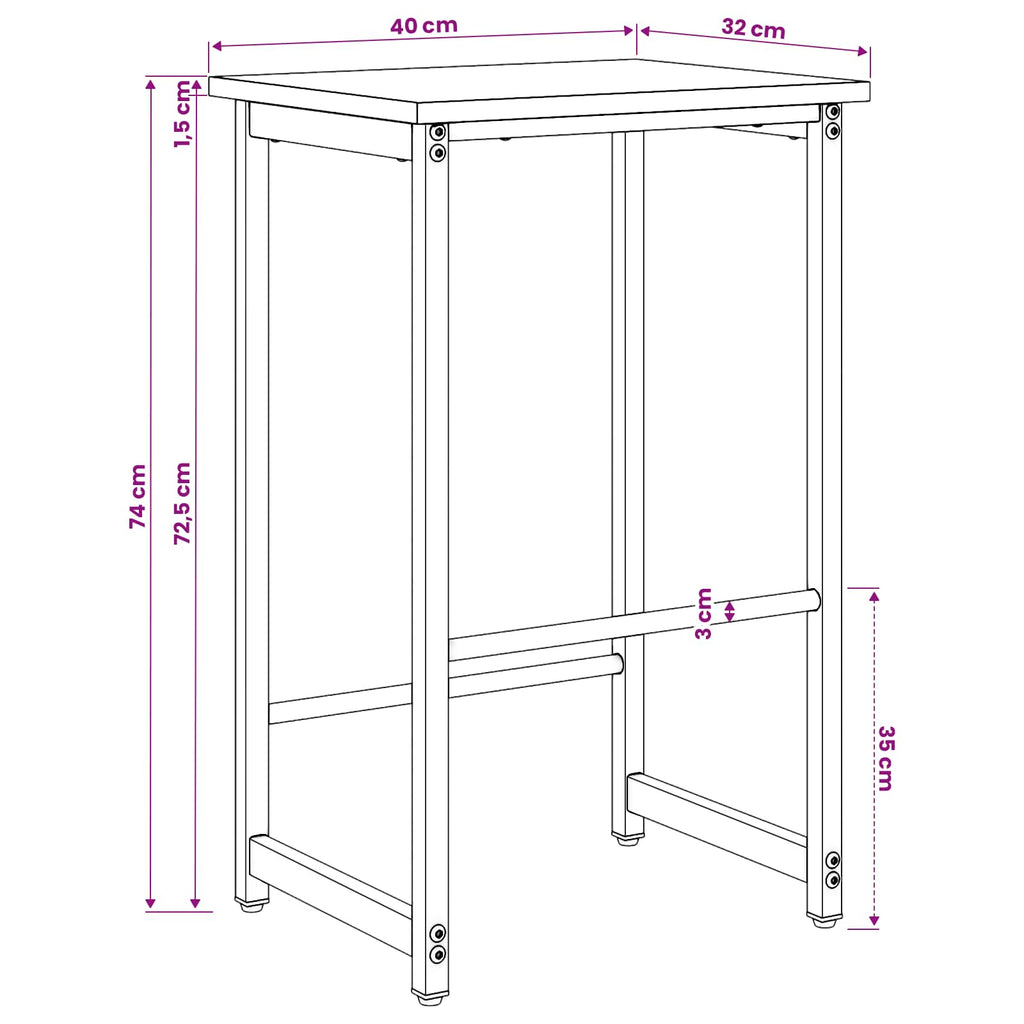 vidaXL Stołek barowy 2 szt. Szary Sonoma 40 x 32 x 74 cm