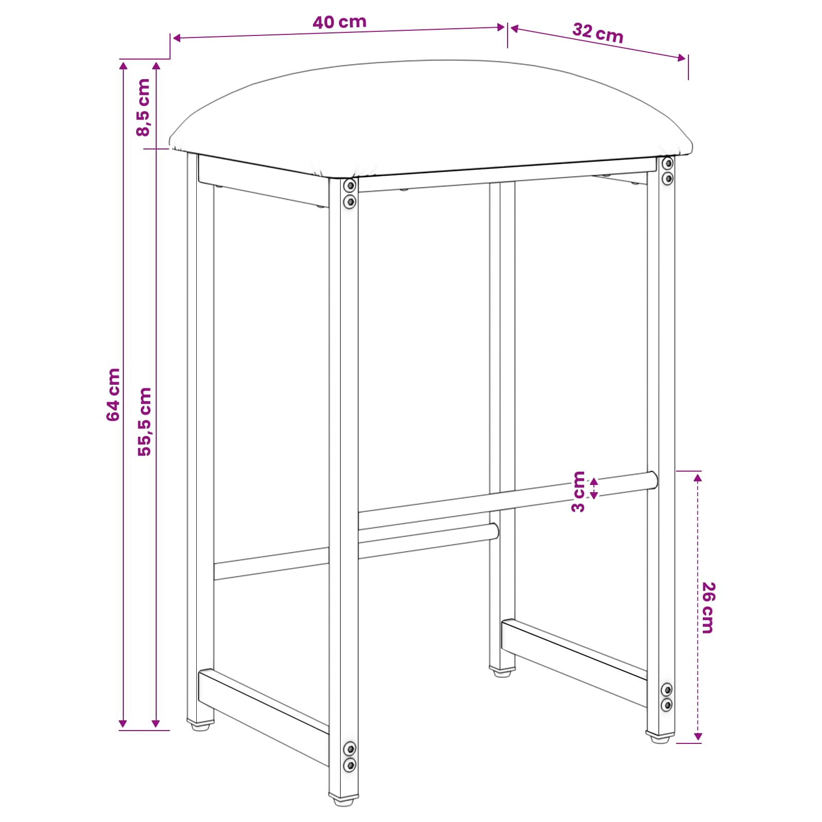 vidaXL Stołek barowy niebieski 40 x 32 x 64 cm Drewno inżynieryjne