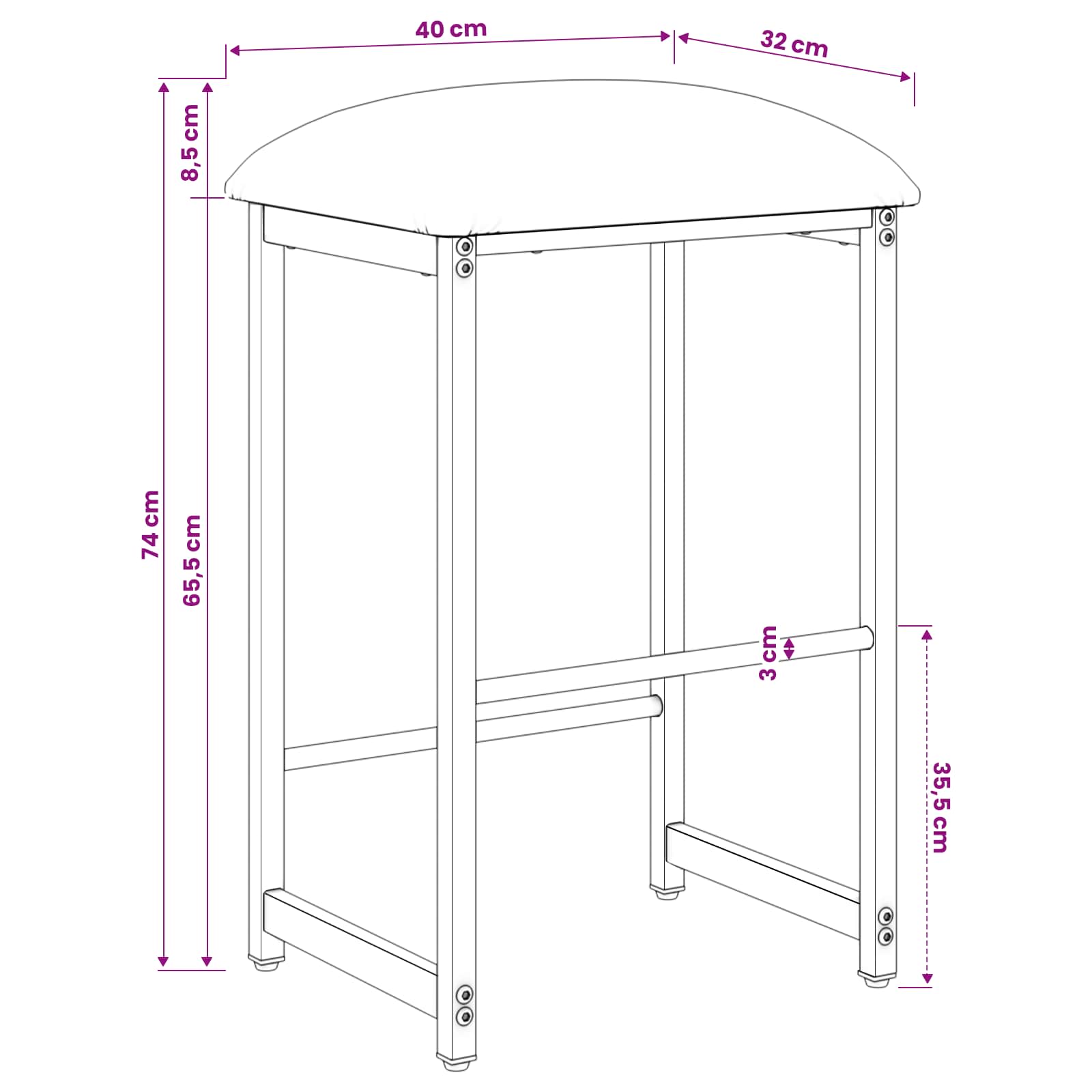 vidaXL Stołek barowy niebieski 40 x 32 x 74 cm Drewno inżynieryjne