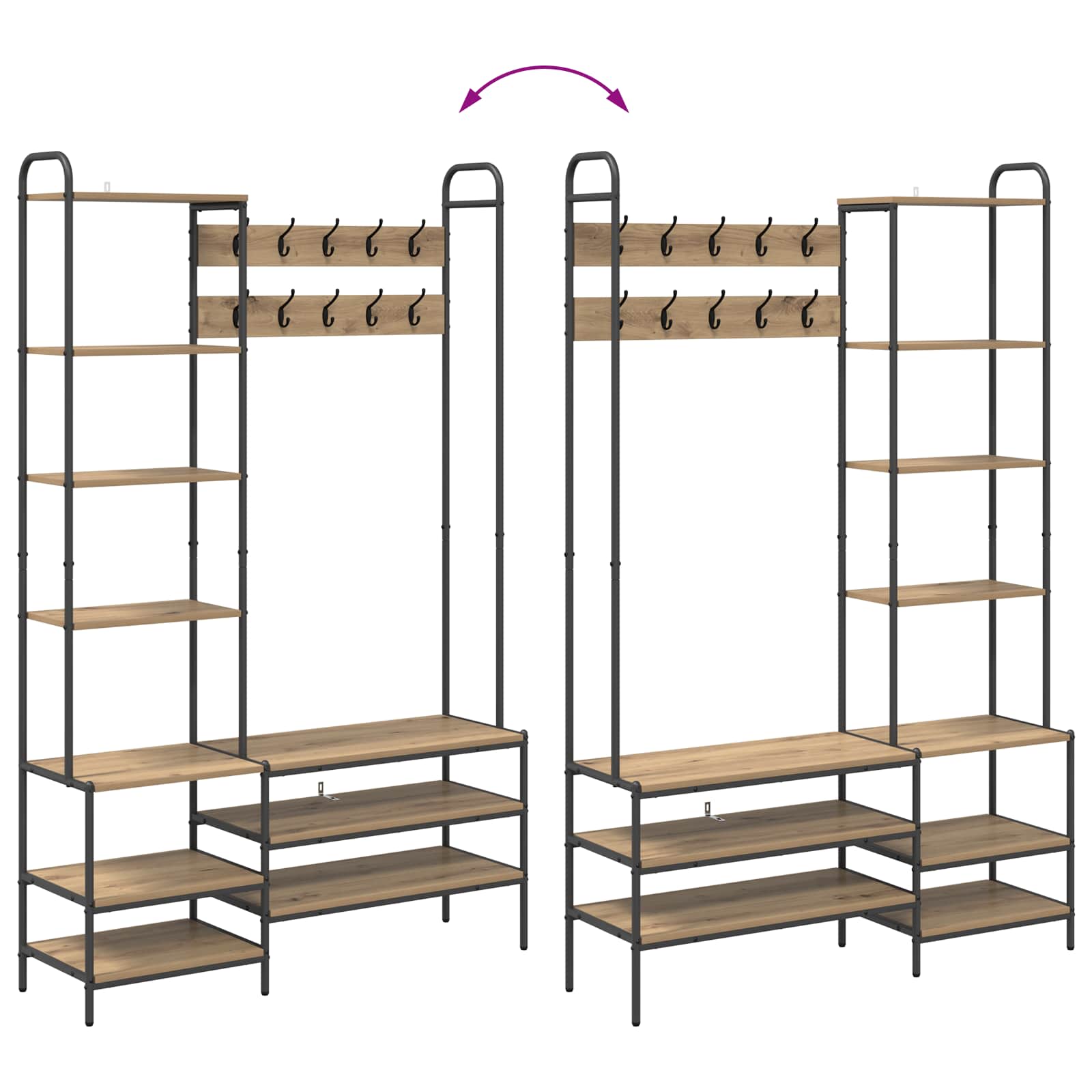 vidaXL Wieszak na płaszcze z ławką na buty Dąb artisan